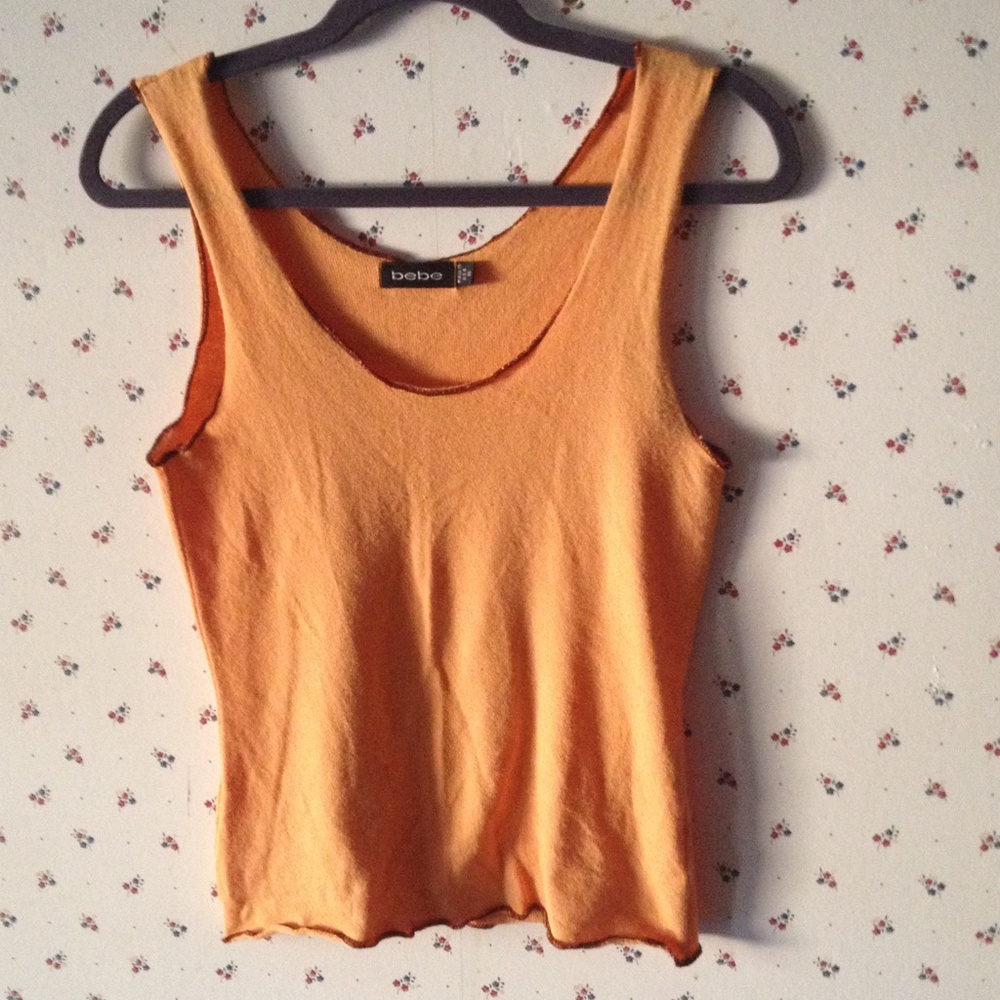 bebe Orange Scoop Neck Tank Top Y2K